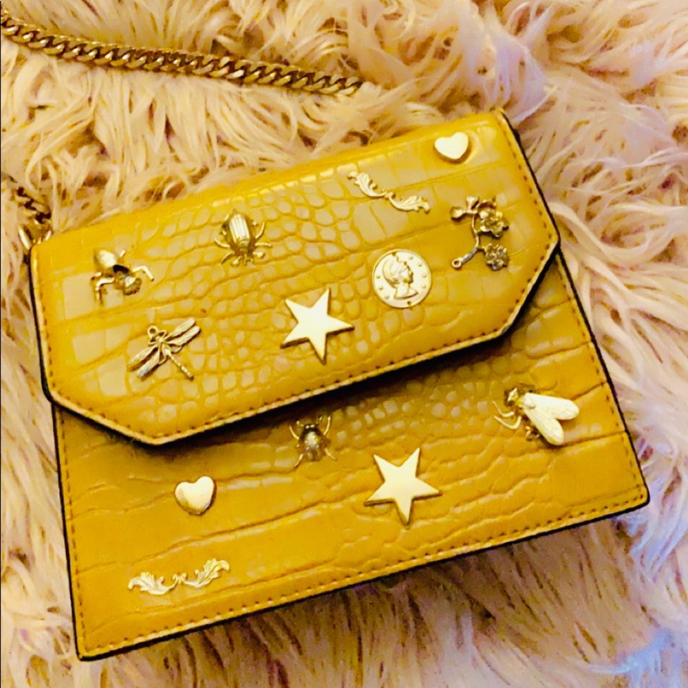 Zara|Crossbody Bag|Used| Yellow w/ Gold Ascents|